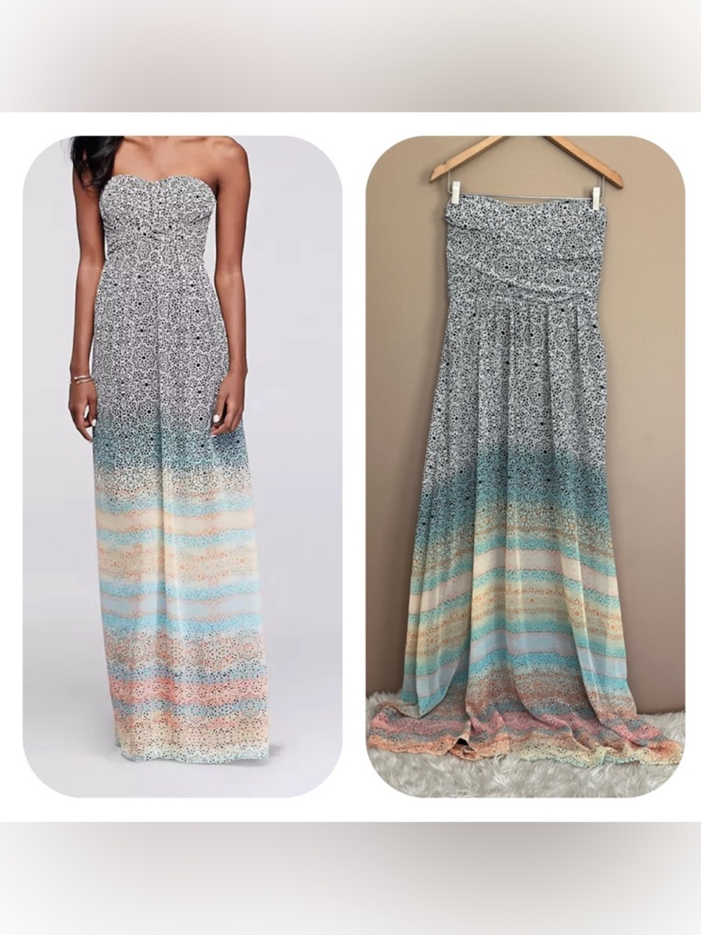 {Jessica Simpson} Strapless Printed Maxi Dress - Womens Medium